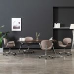 Scaune de bucătărie pivotante, 4 buc., gri taupe, textil GartenMobel Dekor