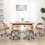 Scaune pivotante masă, 6 buc., gri taupe, lemn curbat & textil GartenMobel Dekor