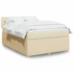 Pat box spring cu saltea, crem, 160x200 cm, material textil GartenMobel Dekor