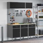 Set de dulapuri de lucru cu sertar cu depozitare 8 pcs Negru GartenMobel Dekor