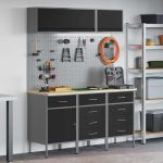 Set de dulapuri de lucru cu sertar cu depozitare 8 pcs Negru GartenMobel Dekor