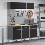 Set de dulapuri de lucru cu sertar cu depozitare 8 pcs Negru GartenMobel Dekor