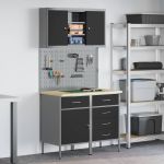 Set de dulapuri de lucru cu sertar cu raft Manual 5 pcs Negru GartenMobel Dekor