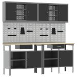 Set banc de lucru cu sertar 8 pcs Negru 200 x 55 x 200 cm Oțel GartenMobel Dekor