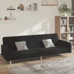 Canapea extensibilă cu 2 locuri, negru, material textil GartenMobel Dekor