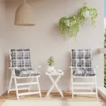 Perne scaun cu spătar mic, 2 buc., gri carouri, textil oxford GartenMobel Dekor