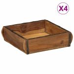 Tavă 4 pcs Maro 29 x 31 x 10 cm Lemn recuperat masiv GartenMobel Dekor
