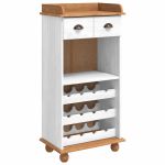 Cabinet pentru vin ASKIM Alb cu Capac de Miere 57 x 37 x 114 cm GartenMobel Dekor