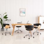 Scaune de bucătărie pivotante, 4 buc., negru, piele ecologică GartenMobel Dekor