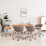 Scaune de sufragerie pivotante, 6 buc., gri taupe, textil GartenMobel Dekor