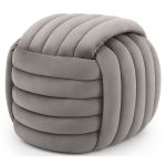 Taburet tapitat Nilo, velur, 53x50x43 cm, gri deschis Household NewTrend