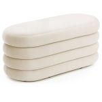 Taburet tapitat Puffo cu spatiu de depozitare, velur, 100x42x42 cm, crem Household NewTrend