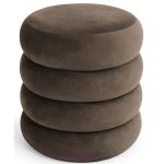 Taburet tapitat Snuggo cu spatiu de depozitare, velur, diametru 42 cm, inaltime 45 cm, maro Household NewTrend