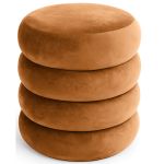 Taburet tapitat Snuggo cu spatiu de depozitare, velur, diametru 42 cm, inaltime 45 cm, portocaliu Household NewTrend