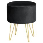 Taburet tapitat rotund Lili cu spatiu de depozitare, velur, 35x35x45 cm, negru Household NewTrend