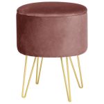 Taburet tapitat rotund Lili cu spatiu de depozitare, velur, 35x35x45 cm, roz Household NewTrend
