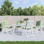 Perne de scaun spătar jos, 4 buc., model frunze, textil oxford GartenMobel Dekor