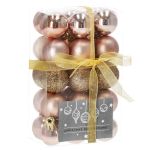 Set globuri de Craciun, 30 bucati, 3 modele, 3cm, roz auriu Household NewTrend
