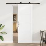 Ușă glisantă Alb și negru 78 x 211 cm Lemn de pin masiv GartenMobel Dekor