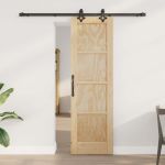 Ușă glisantă Natural și Negru 61 x 198,5 cm Lemn de pin masiv GartenMobel Dekor