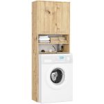 Dulap baie inalt pentru spatiu deasupra masinii de spalat, cu usi si polite, 64x30x180 cm, stejar artisan Household NewTrend