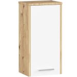 Dulap baie suspendat, cu usa si raft interior, PAL 16 mm, 30×22,5×60 cm, stejar artisan si alb Household NewTrend