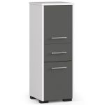 Dulap de baie tip baza, cu 2 usi si sertar, PAL 16 mm, 30x30x85 cm, alb si gri Household NewTrend