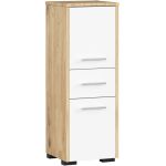 Dulap de baie tip baza, cu 2 usi si sertar, PAL 16 mm, 30x30x85 cm, stejar artisan si alb Household NewTrend