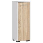 Dulap de baie tip baza, cu usa reversibila si raft interior, PAL 16 mm, 30x30x85 cm, alb si sonoma Household NewTrend