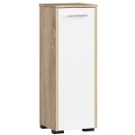 Dulap de baie tip baza, cu usa reversibila si raft interior, PAL 16 mm, 30x30x85 cm, stejar sonoma si alb Household NewTrend