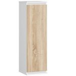 Dulap suspendat, cu usa si 3 rafturi interioare, PAL 16 mm, 30x30x99 cm, alb si stejar sonoma Household NewTrend