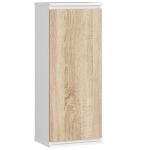 Dulap suspendat, cu usa si 3 rafturi interioare, PAL 16 mm, 40x30x99 cm, alb si stejar sonoma Household NewTrend