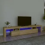 Comodă TV cu lumini LED, stejar sonoma, 215x36,5x40cm GartenMobel Dekor