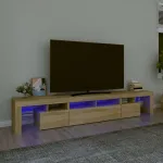 Comodă TV cu lumini LED, stejar sonoma, 230x36,5x40 cm GartenMobel Dekor
