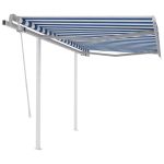 Copertină retractabilă manual cu stâlpi, albastru/alb, 3x2,5 m GartenMobel Dekor