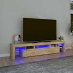 Comodă TV cu lumini LED, stejar sonoma, 200x36,5x40 cm GartenMobel Dekor