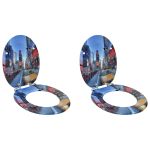 Capacul de toaletă 2 pcs Multicolour 43,8 x 37,8 cm Placă MDF GartenMobel Dekor