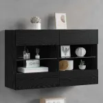 Dulap TV de perete Pe perete Stejar Negru 98,5 x 30 x 60,5 cm GartenMobel Dekor