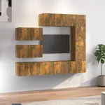 Set dulap TV, 8 piese, stejar fumuriu, lemn prelucrat GartenMobel Dekor