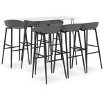 Set mobilier de bar, 7 piese, alb și gri GartenMobel Dekor
