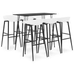 Set mobilier de bar, 7 piese, negru și alb GartenMobel Dekor