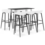 Set mobilier de bar, 7 piese, negru și alb GartenMobel Dekor