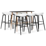 Set mobilier de bar, 7 piese, negru și alb GartenMobel Dekor