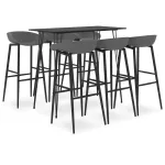 Set mobilier de bar, 7 piese, negru și gri GartenMobel Dekor