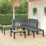 Set mobilier de grădină, 6 piese, negru și gri, poliratan GartenMobel Dekor
