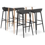Set mobilier de bar, 5 piese, alb și gri GartenMobel Dekor