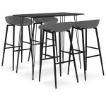 Set mobilier de bar, 5 piese, negru și gri GartenMobel Dekor