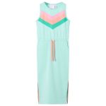 Rochie pentru copii cu șnur în talie, verde mentă deschis, 140 GartenMobel Dekor