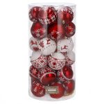Set globuri de Craciun cu modele de sarbatori, 30 bucati, 7cm, alb rosu Household NewTrend