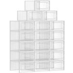 SONGMICS Cutii de pantofi, set de 18 organizatoare stivuibile, structura rezistenta ABS, 34x23x14cm, transparent Household NewTrend